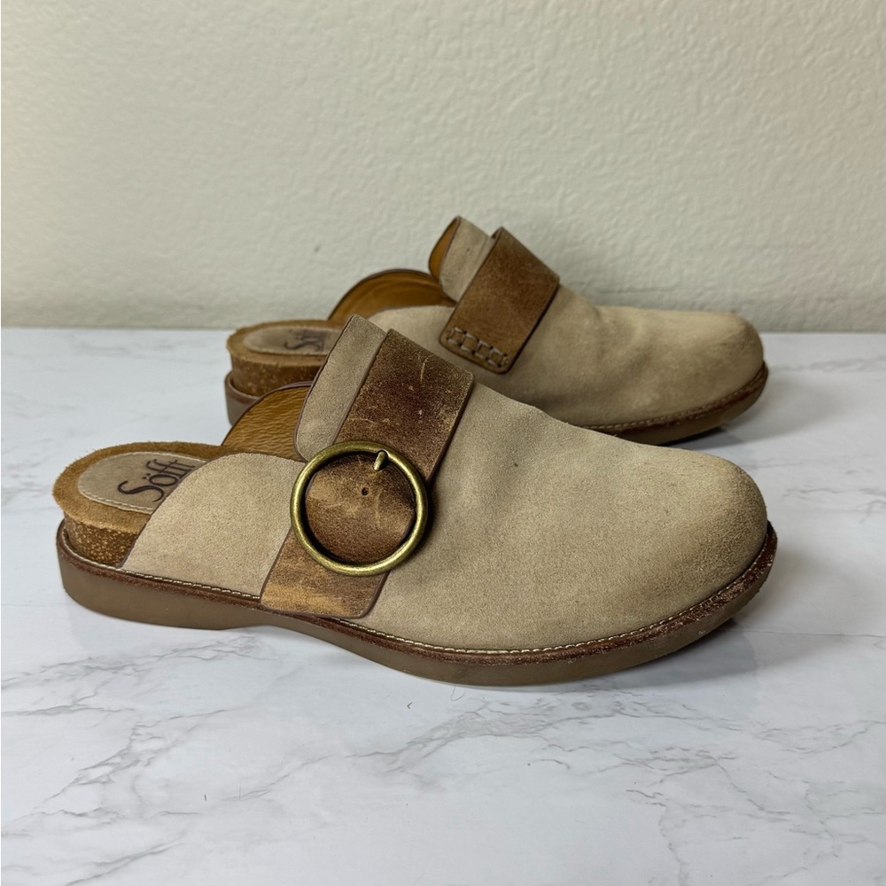 Sofft Miliani Mule Suede Leather Size 8 Comfort Slip-On Clogs Neutral Slides - Picture 1 of 7